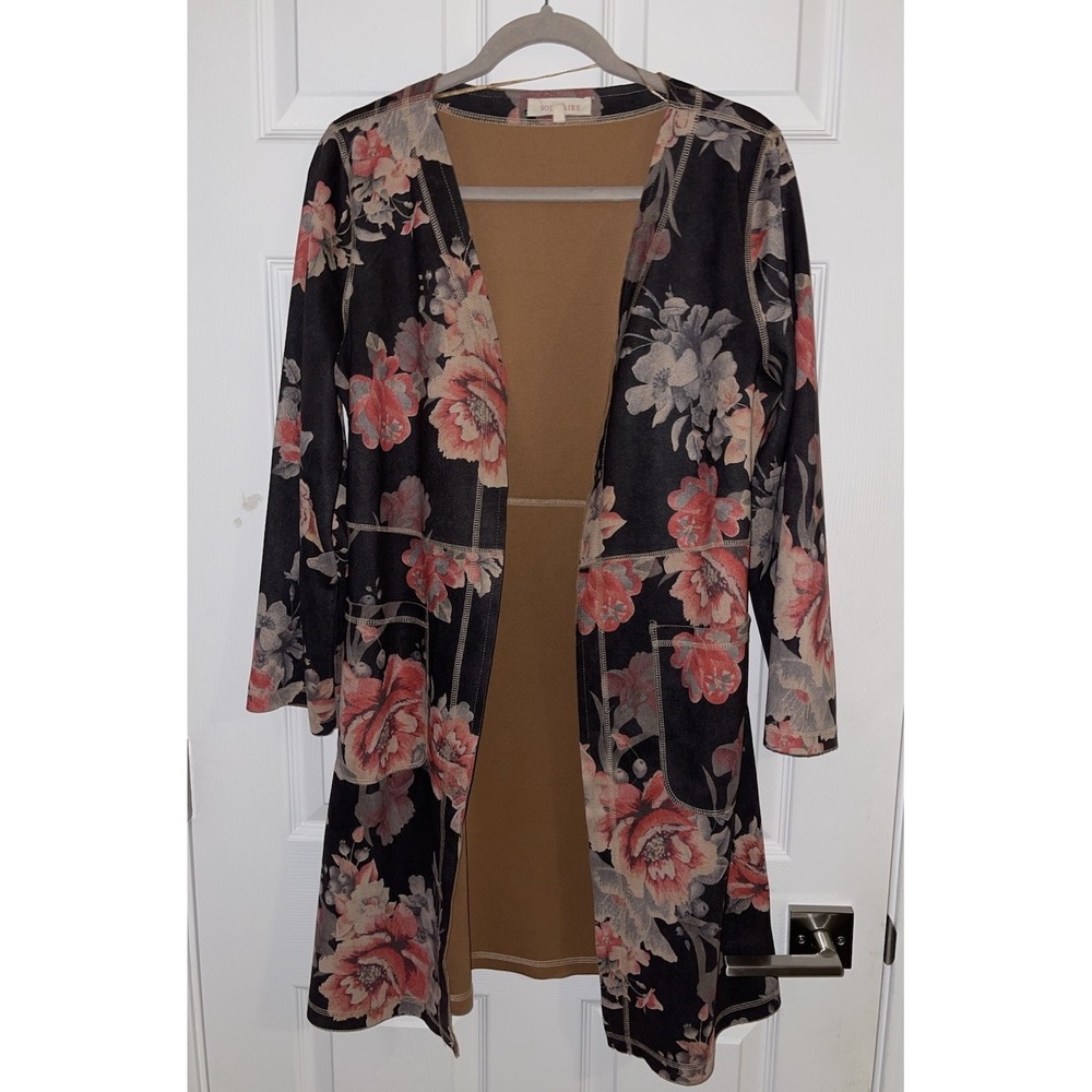 Solitaire Jacket Sz M Floral Faux Suede Boho Festival Bloomcore Anthropologie